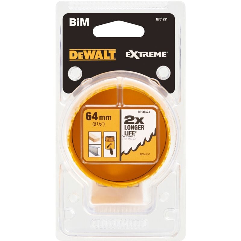 Dewalt - Scie cloche Bimétal 64mm, profondeur de coupe 44mm ( Prix pour 1 )