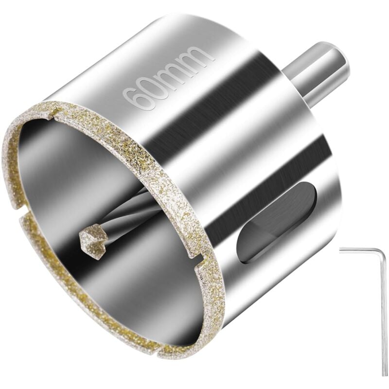 Bluedeer - Scie Cloche Diamant 60 mm, Foret Diamant avec Foret Guidage Central, Scie Cloche Carrelage avec Revêtement de Surface en Diamant pour