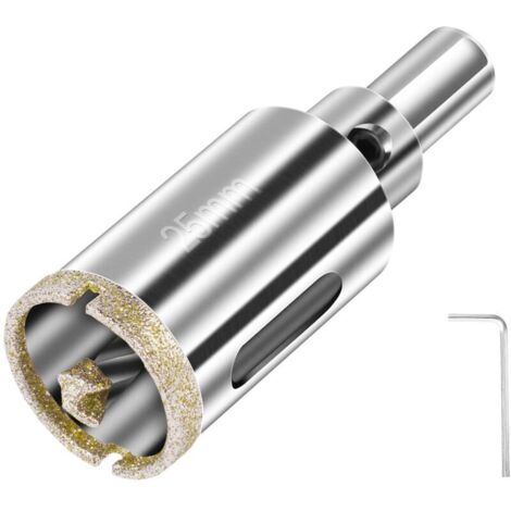 Scie Cloche Diamant 25 mm, Foret Diamant avec Foret Guidage Central, Scie Cloche Carrelage avec Revêtement de Surface en Diamant pour Coupe de Verre, Carrelage, Céramique, Marbre, Calcaire