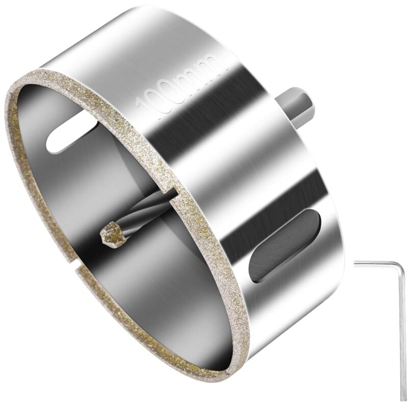 L&h-cfcahl - Scie Cloche Diamant 100 mm avec Foret Guidage de Centrage,Foret trépan Diamant pour verre, carrelage, céramique, marbre, granit, scie