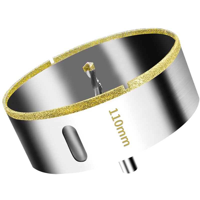 Bluedeer - Scie Cloche Diamantée 110 mm avec Foret Guidage de Centrage, Scie Cloche Carrelage avec revêtement diamant, Foret trépan Diamant pour