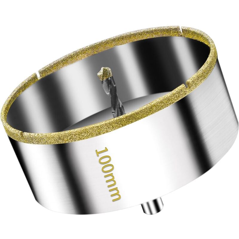 Bluedeer - Scie Cloche Diamantée 100 mm avec Foret Guidage de Centrage, Scie Cloche Carrelage avec revêtement diamant, Foret trépan Diamant pour
