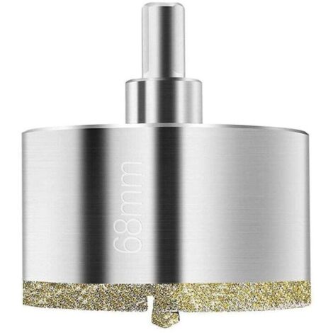Scie cloche diamantée 68 mm avec revêtement de surface diamant, pour couper verre, carrelage, céramique, marbre, calcaire - Foret pilote central