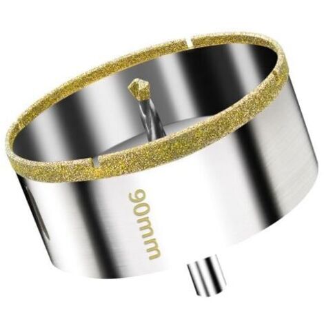 Scie Cloche Diamantée 90 mm avec Foret Guidage de Centrage, Scie Cloche Carrelage avec revêtement diamant, Foret trépan Diamant pour verre, carrelage, céramique, marbre, granit