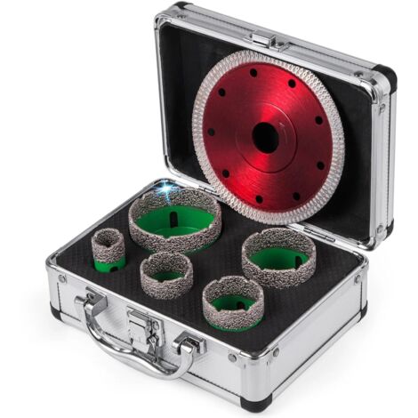 Scie Cloche Diamantée, avec des diamètres de 22/35/40/50/65 mm, Qualité Première Foret Diamant Cylindrique, Boitier portable léger, pour les carreaux/le marbre/les autres pierres