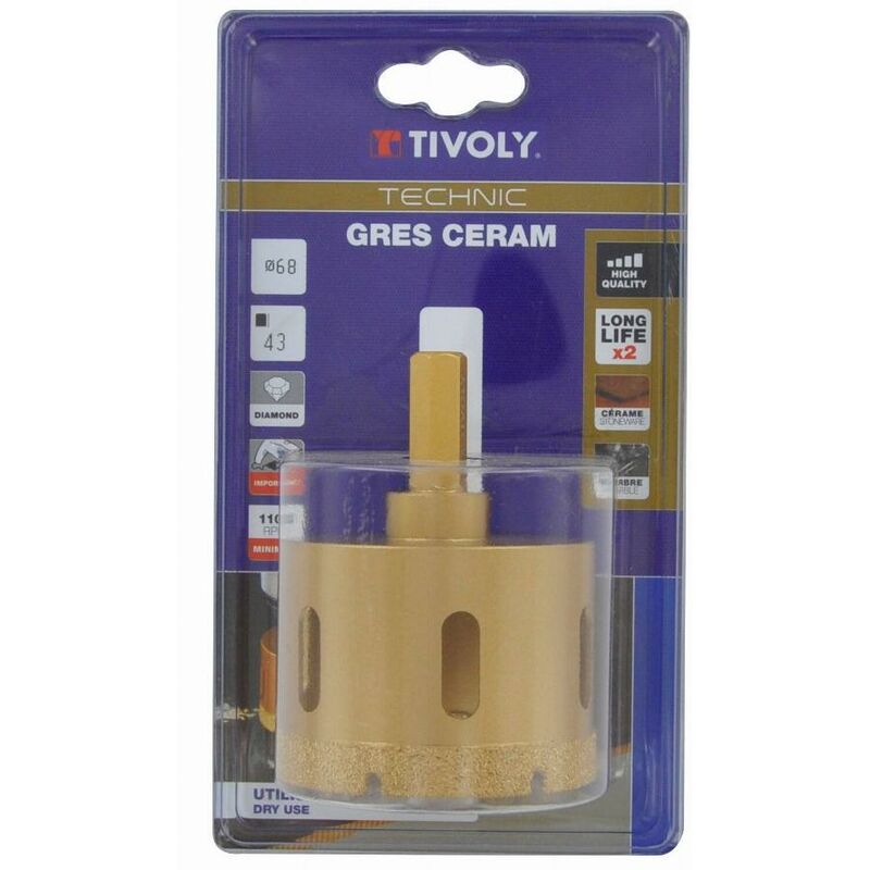 Tivoly - Scie cloche diamant à sec queue hexagonale Technic Ø68 - 12000926800