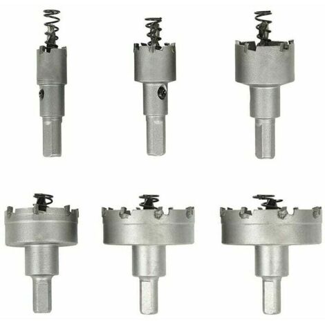 Scie Cloche pour Metal, Lot de 6 Forets de Scie-cloche en Carbure, Scies-Cloches en Acier Inoxydable., pour l'Aluminium, l'Acier, le Fer, le Cuivre, le Bois,16 mm 22 mm 30 mm 40 mm 50 mm 60