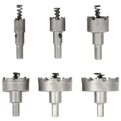 Scie cloche pour métal, lot de 6 forets en carbure, scies cloches en acier inoxydable, pour aluminium, acier, fer, cuivre, bois, 16