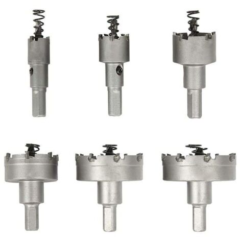 Scie cloche pour métal, lot de 6 forets en carbure, scies cloches en acier inoxydable, pour aluminium, acier, fer, cuivre, bois, 16