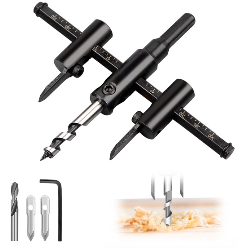 Scie Cloche Reglable Bois 30 mm à 300 mm, Scie-cloches Alliage de Haute Qualité, Foret de Trou Circulaire, DIY Outils de Travail du Bois, pour Gypse,