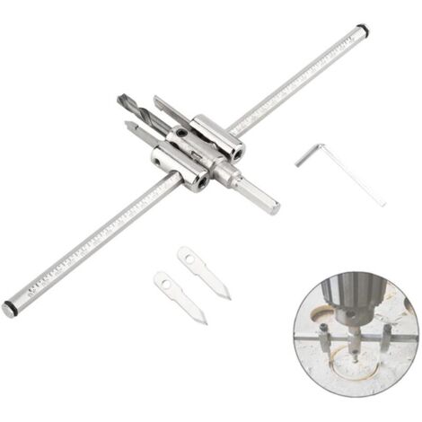 Scie Cloche Reglable Bois 40 mm à 300 mm, Foret de Trou Circulaire Réglable Trépan, Avion Forage Menuiserie Percer des Perceuse Trous Trépan Extensible Pour Trous sur Bois Plastique Plâtre