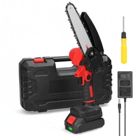Scie d'élagage électrique portable 21 V 6 pouces, petite scie à chaîne pour fendre le bois, moteur à balais, outil de travail du bois à une main pour la coupe dans le jardin et le verger