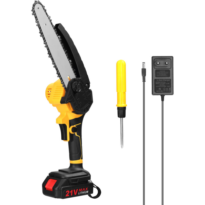 Lifcausal - Scie d'élagage électrique portable 21 v 8 pouces Petite tronçonneuse à bois Moteur à brosse Outil de travail du bois à une main avec