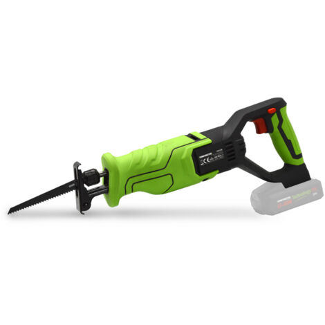 Scie égoïne sans fil 20V – Vitesse variable 0-3000 t/min – Capacité de coupe bois 100 mm, métal 10 mm – Poignée soft grip – Constructor