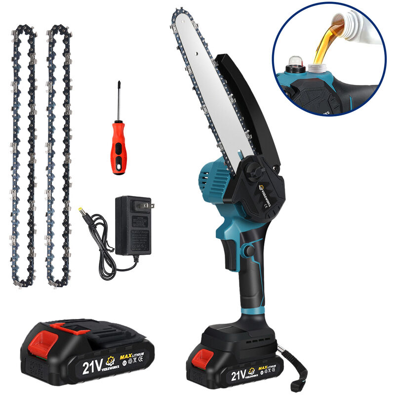 Dmtool - Scie électrique sans balais de 8 pouces avec huileur automatique Scie à main de jardin pour le bûcheronnage pour les outils alimentés par