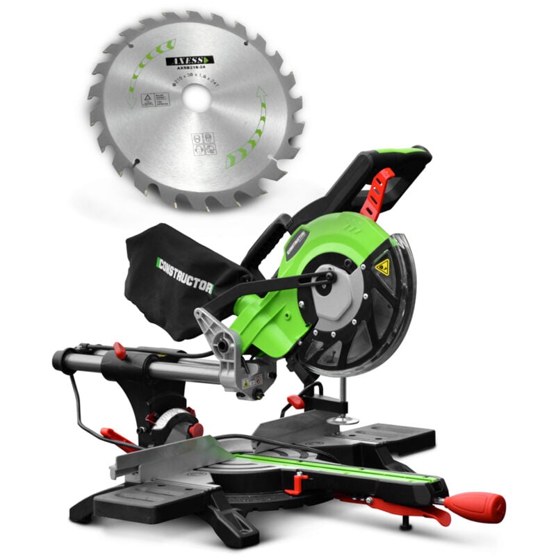Scie onglets radiale 1800w-210mmavec laser et double inclinaison Constructor