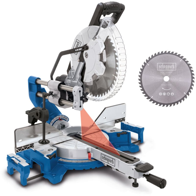 Scie à onglet radiale HM305SL – 2000 w - Hauteur & largeur de coupe 340/104 mm - Lame Ø305 mm / 48 dents - Démarrage progressif - Forte capacité