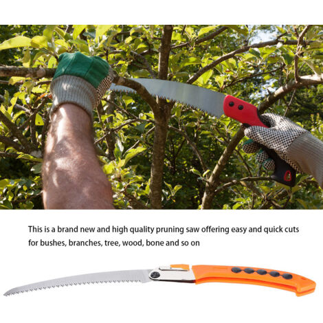 Scie Pliante Courbée 7 Dents pour Élagage et Jardinage - 270mm - Idéale pour Taille Haie et Buissons - KZQ