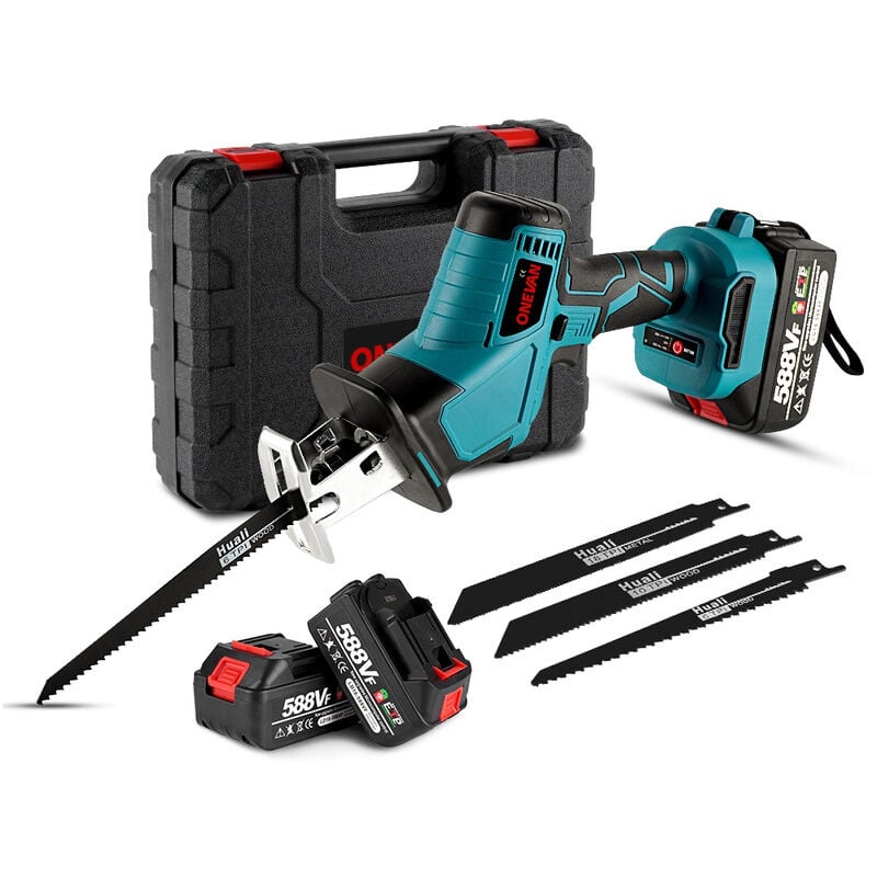 Scie alternative sans fil Onevan 600W,Scie sabre avec 4 lames, pour la coupe de tuyaux en pvc en métal - Compatible avec la batterie Makita 18V