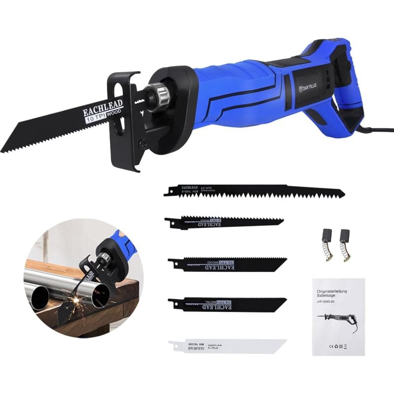 Scie Sabre 900W avec 5 Lames De Scie, 2800 RPM, Le Super Moteur De La Scie à Guichet Peut Couper Le Métal, Le Bois