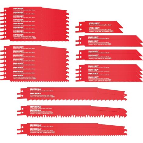 Scie Sabre Lame, HYCHIKA Lame de Scie 32 PCS Pour La Coupe de Bois et de Métal, avec Boîtier d'organisateur