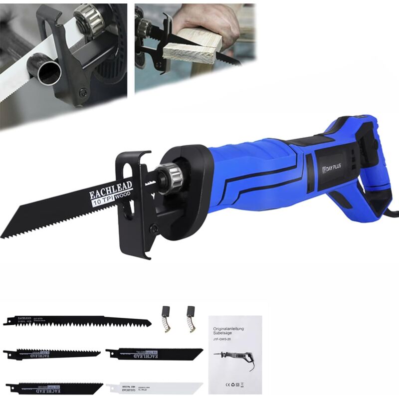 Scie Sabre, Professionnelle 900W Scie Égoïne Électrique 02800 trs/min Vitesse Variable, Scie a metaux, Scie a bois, Course 28 mm, Fournie avec 5
