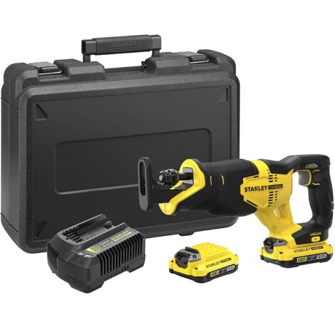 Scie sabre sans fil 18V 25 mm STANLEY FATMAX gamme V20 - livrée en mallette + 2 batteries 2 Ah et 1 chargeur 2Ah SFMCS300D2K-QW