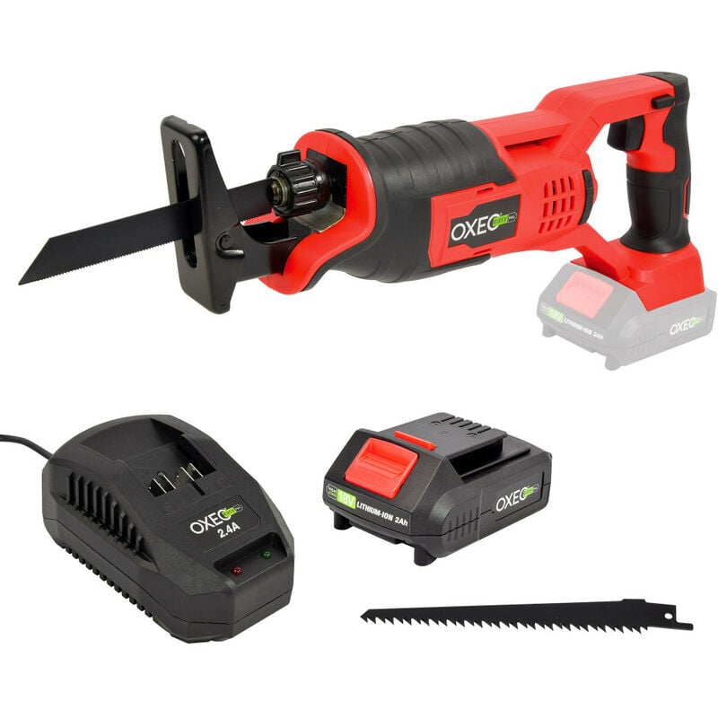 Scie sabre sans fil 18V Easy Full avec batterie et chargeur - Vitesse variable 0 à 3000 tr/min - 2 lames pour le bois et métal