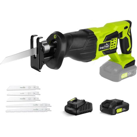 Scie Sabre Sans Fil 20V – Légère 1,55kg 3000 SPM, Course 25 mm, Changement de Lame Outil Idéale pour la Rénovation, Démolition & Bricolage Coupe Bois, Métal PVC Batterie 2,0Ah -