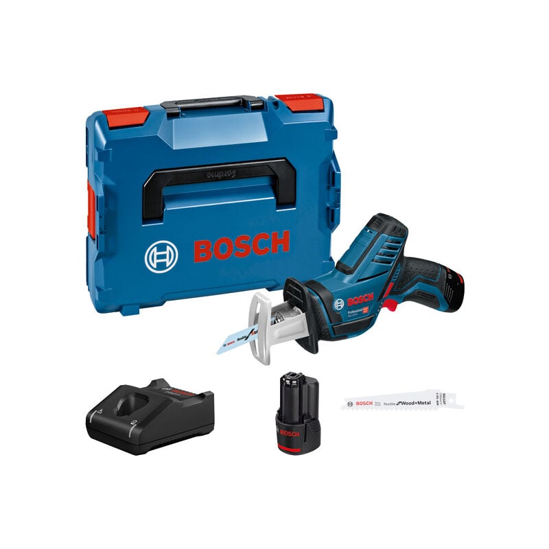 Scie sans fil gsa 12V-14 Professional Bosch 2x batteries 3,0 Ah + chargeur en l-boxx