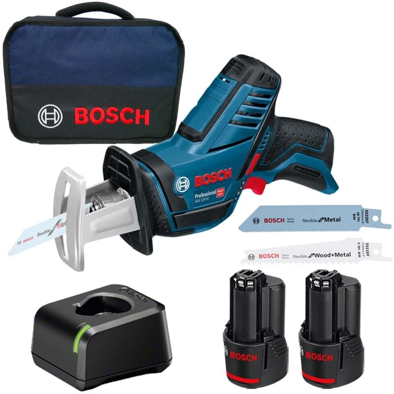 Scie sabre sans fil GSA 12V-14 Bosch / 2x batterie 3,0 Ah + chargeur dans un sac souple