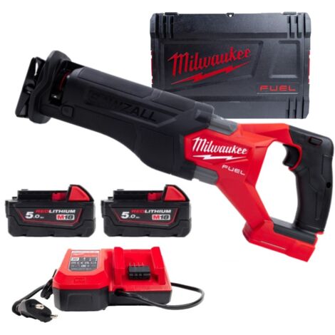 Scie sabre SAWZALL M18 FUEL 18V 2batteries 5Ah, chargeur, en coffret - Milwaukee M18 FSZ-502X