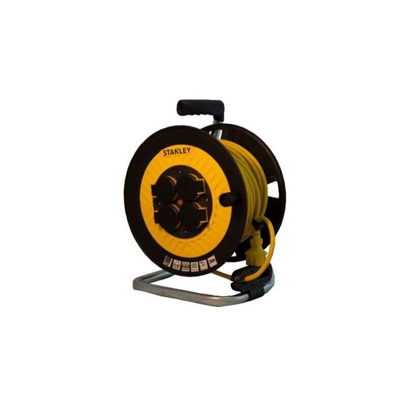 6370- Enrouleur prolongateur 25m H05VV-F 31.5 mm2- IP44 -équipé d'un disjoncteur thermique- - Stanley
