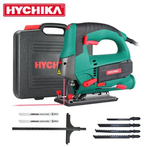 Scie sauteuse 800W – Profondeur de coupe 110mm – Vitesse 800-3000SPM – 6 vitesses réglables – 4 modes de coupe – Angle ajustable - Système de dépoussiérage – Hychika
