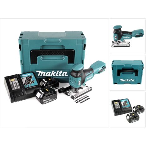 Scie sauteuse à mouvement pendulaire sans fil Makita DJV 181 RFJ 18 V sans balais + 2 batteries 3,0 Ah + chargeur + Makpac