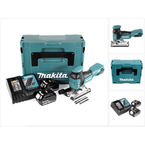 Scie sauteuse à mouvement pendulaire sans fil Makita DJV 181 RGJ 18 V sans balais + 2 batteries 6,0 Ah + chargeur + Makpac