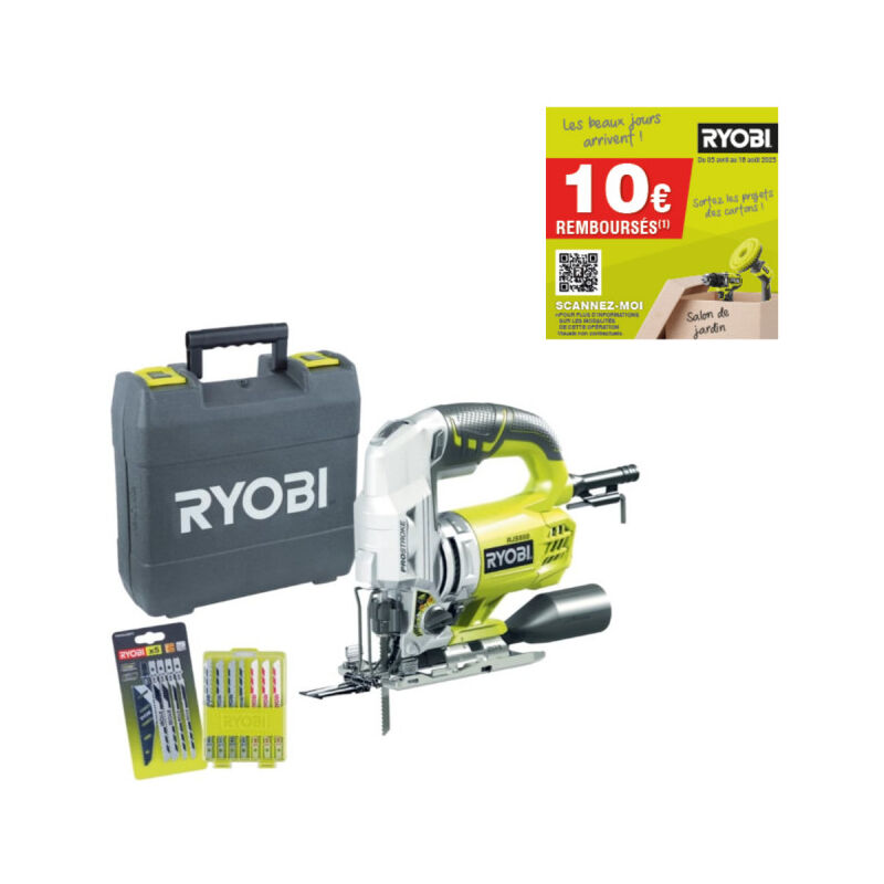 Scie sauteuse filaire et accessoires RYOBI - 600 W - RJS850KA15
