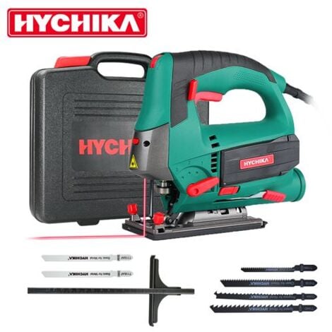 Scie Sauteuse HYCHIKA 800W, Max. Profondeur de coupe: 110mm, 800-3000SPM, 6 Vitesses R¨glables, 4 Modes de Coupe, Angle d'inclinaison ¡À45 ¡ã