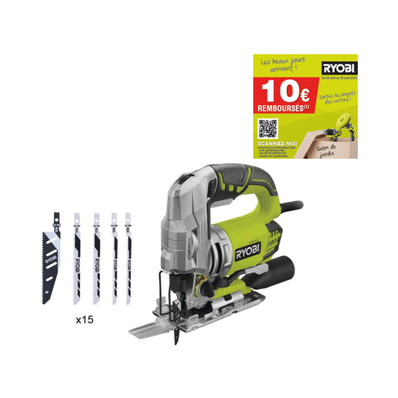 Ryobi - Scie sauteuse pendulaire 680 w - 15 lames - 105 mm - RJS1050-KA15