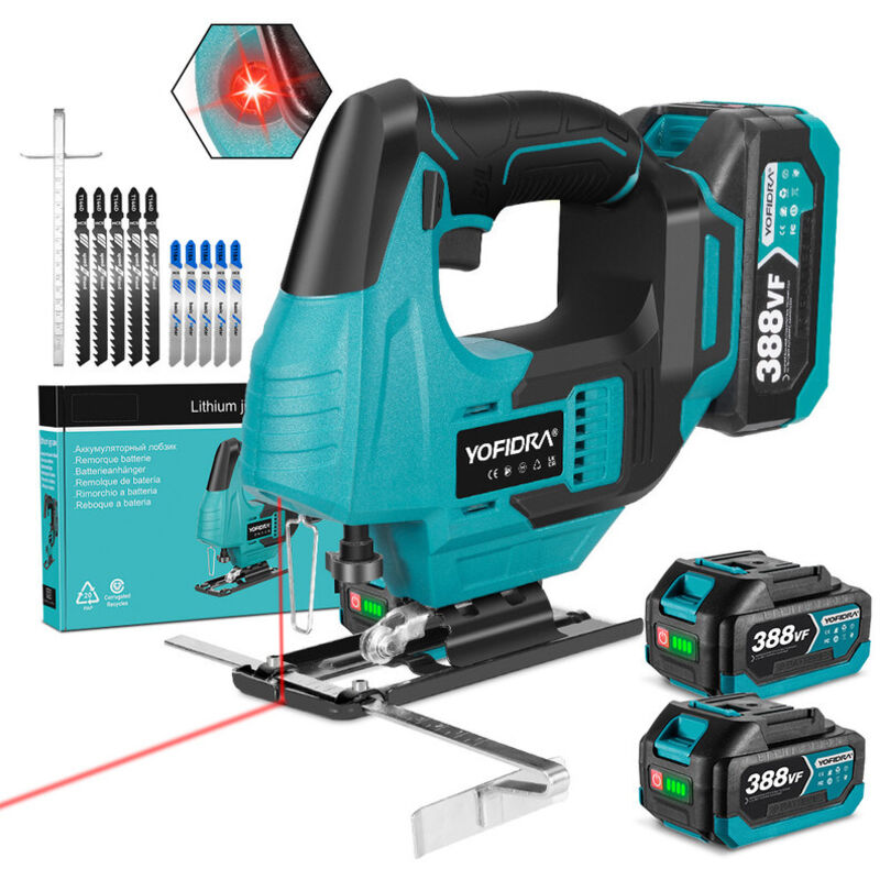 Scie sauteuse sans fil 18V,Scie sauteuse électrique laser,-45°45° Coupe en