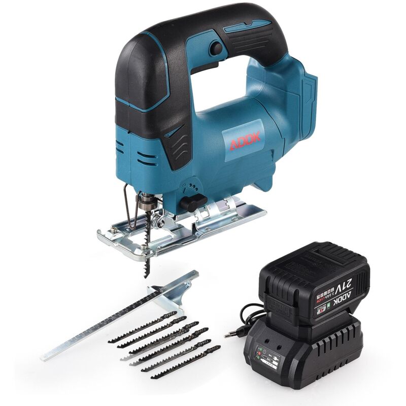 Scie sauteuse sans fil 20V scie sauteuse sans balais avec batterie 3.0Ah, chargeur rapide et 5 lames de scie, mallette de transport