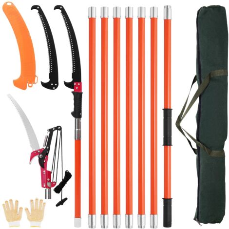 Scie télescopique pliante pour élagage des branches en hauteur, orange