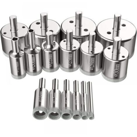 Scies-cloches 16 pcs, Foret Diamant Scie Cloche 6-50 mm Outils de perçage en verre trous scies kit pour acier au carbone, perceuse en verre, céramique, porcelaine, carrelage, marbre