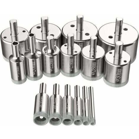 Scies-cloches 16 pcs, Foret Diamant Scie Cloche 6-50 mm Outils de perçage en verre trous scies kit pour acier au carbone, perceuse en verre, céramique, porcelaine, carrelage, marbre