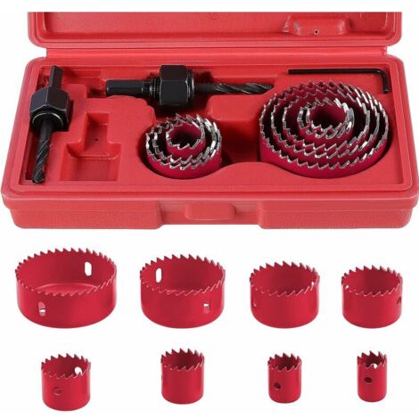 Scies cloches en acier au carbone pour bois, plaque de plâtre, panneaux de densité et métaux non ferreux 19-64 mm Lot de 11