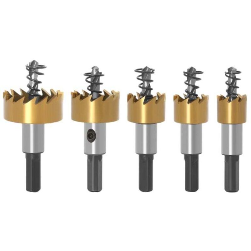 Scies cloches HSS HSS plaquées titane pour acier inoxydable, alliage, métal, bois - 16 mm/18,5 mm/20 mm/25 mm/30 mm Lot de 5