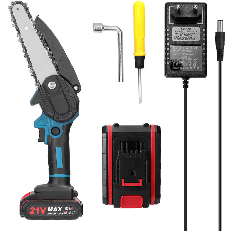 Decdeal - Scies d'élagage électriques 21V 6 pouces, petite tronçonneuse à fendre le bois, pour verger de jardin, 2 piles