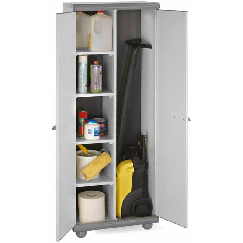 Scik Basic - Armoire modulaire en pvc 2 portes avec étagères et casier de rangement