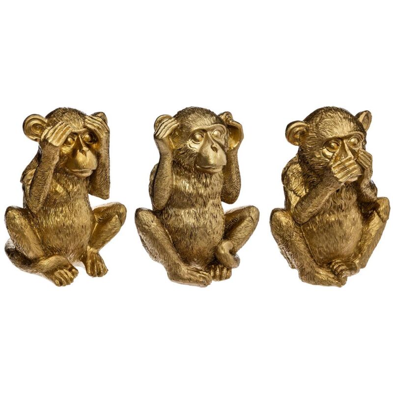 Set di 3 statuette dorate della saggezza della scimmia h17cm Atmosphera Créateur D'intérieur