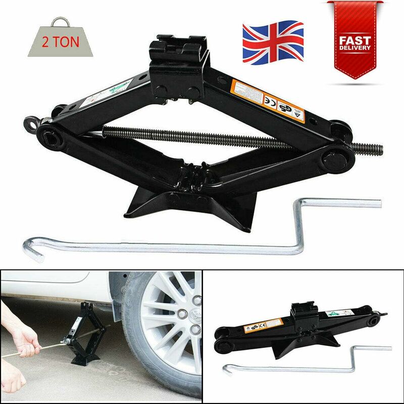 Briefness - Scissor Jack and Wrench 2 Ton with Speed Handle - Tyre Repair Rustproof Tools Kit Lift Jacks 5-Year Guarantee for Cars/Caravans/Honda